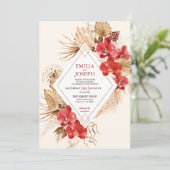 Boho chic rood goud Lijst & rood orchidee herfst b Kaart (Staand voorkant)