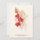 Boho chic rood goud Lijst & rood orchidee herfst b Kaart (Achterkant)