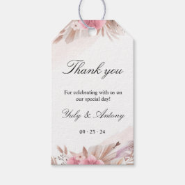 Boho Chic Roos en Champagne bruiloft Cadeaulabel