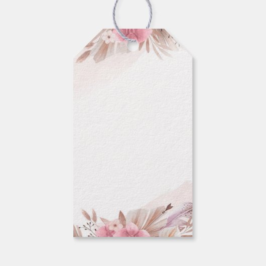 Boho Chic Roos en Champagne bruiloft Cadeaulabel (Achterkant)