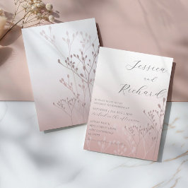 Boho Chic Roos Gold Botanical Wedding Kaart