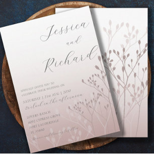 Boho Chic Roos Gold Botanical Wedding Kaart