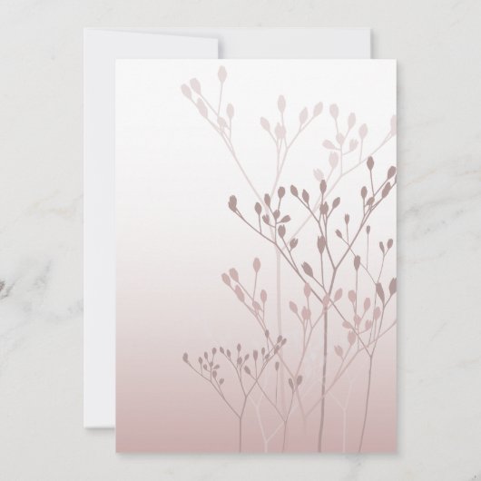 Boho Chic Roos Gold Botanical Wedding Kaart (Achterkant)