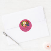 Boho Chic Roses White Blue Butterfly Magenta Ronde Sticker (Envelop)
