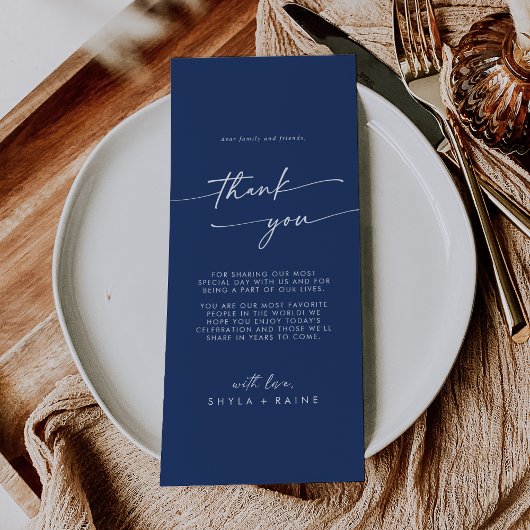 Boho Chic Royal Blue Bedankt Place Card Menu