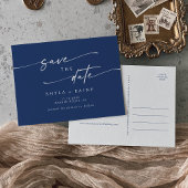 Boho Chic Royal Blue Bruiloft Save the Date Uitnodiging Briefkaart