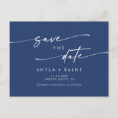 Boho Chic Royal Blue Bruiloft Save the Date Uitnodiging Briefkaart (Voorkant)