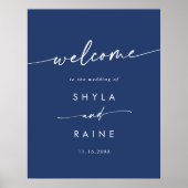 Boho Chic Royal Blue DIY Wedding Welkomstbord Poster (Voorkant)