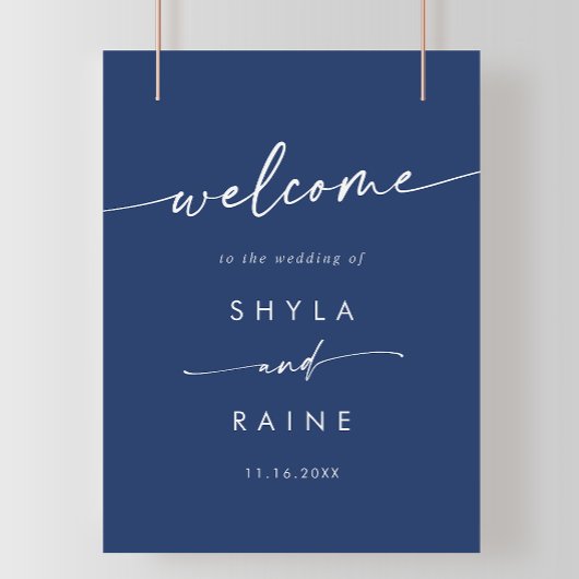 Boho Chic Royal Blue DIY Wedding Welkomstbord Poster