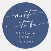 Boho Chic Royal Blue Mint To Be Favor Sticker (Voorkant)