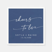 Boho Chic Royal Blue Proost op Liefde Bruiloft Servet (Voorkant)
