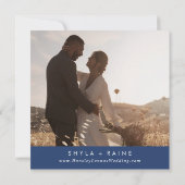 Boho Chic Royal Blue Square Foto Terug Save The Date (Achterkant)