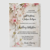 Boho Chic Roze Bloemen Elegante Huwelijk Vellum Uitnodigingen (Voorkant)