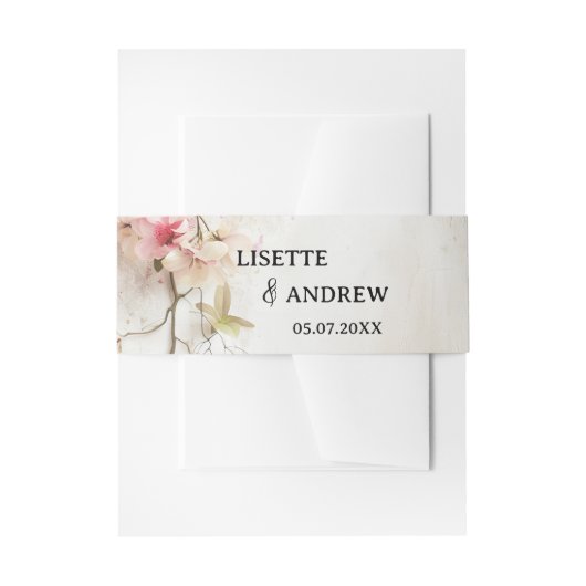 Boho Chic Roze Bloemen Huwelijk Uitnodigingen Wikkel (Voorkant Voorbeeld)