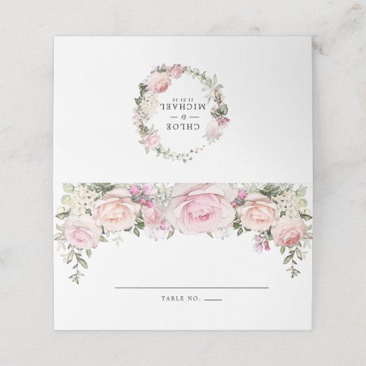 Boho Chic Roze Bloemen Plaatskaartje (Buitenkant ongevouwen)