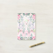 Boho Chic Roze Bloemen Waterverf Botanisch Post-it® Notes (Op bureau)