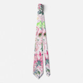 Boho Chic Roze Bloemen Waterverf Botanisch Stropdas (Voorkant)