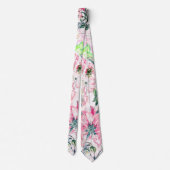 Boho Chic Roze Bloemen Waterverf Botanisch Stropdas (Achterkant)
