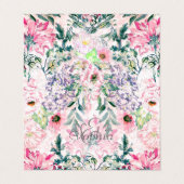 Boho Chic Roze Bloemen Waterverf Botanisch Visitekaartje (Buitenkant ongevouwen)