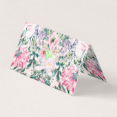 Boho Chic Roze Bloemen Waterverf Botanisch Visitekaartje (Achterkant)