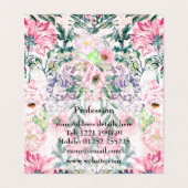 Boho Chic Roze Bloemen Waterverf Botanisch Visitekaartje (Binnenkant ongevouwen)