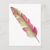 Boho Chic Roze en Groene Veer Briefkaart (Voorkant)
