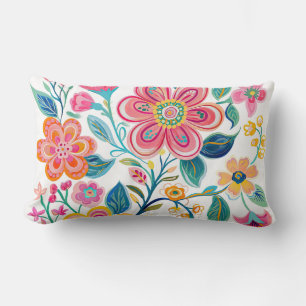 Boho Chic Roze en Koraal Bloem Sierkussen Kussen
