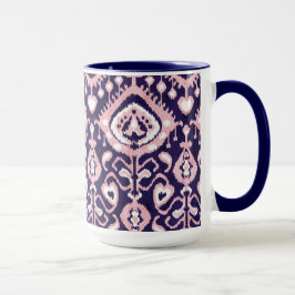 Boho chic roze en marinekikat tribaal patroon mok
