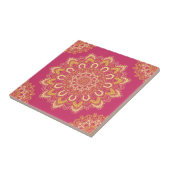 Boho Chic Roze Geel Modern Elegant Mandala Tegeltje (Zijkant)