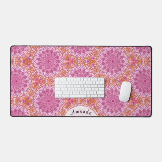  Boho Chic Roze Goud Wit Mandala Bureaumat (Keyboard & Muis)