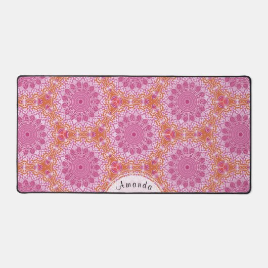  Boho Chic Roze Goud Wit Mandala Bureaumat (Voorkant)