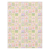 Boho Chic Roze & Groen Quilt Bloemige Patchwork Tafelkleed (Voorkant)