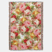 Boho chic roze ivoor rozen bloemschilderij deken (Voorkant Verticaal)