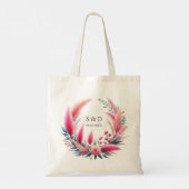 Boho Chic Roze Pampas Bruiloft Tote Bag (Achterkant)