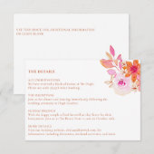Boho Chic Roze Sinaasappel Bloemen Waterverf Bruil Informatiekaartje (Voorkant / Achterkant)