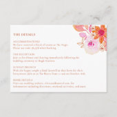Boho Chic Roze Sinaasappel Bloemen Waterverf Bruil Informatiekaartje (Voorkant)