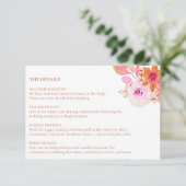 Boho Chic Roze Sinaasappel Bloemen Waterverf Bruil Informatiekaartje (Staand voorkant)