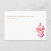 Boho Chic Roze Sinaasappel Bloemen Waterverf Bruil Informatiekaartje (Achterkant)