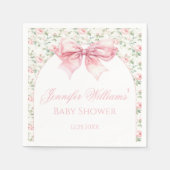 Boho chic roze strik bloemenbaby meisje douche pap servet (Voorkant)