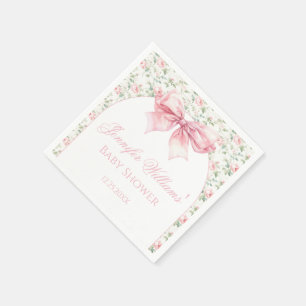 Boho chic roze strik bloemige baby girl shower pap servet