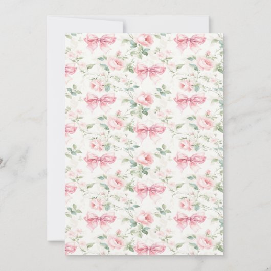 Boho chic roze strik lint bloemenbaby meisje douch bedankkaart (Achterkant)