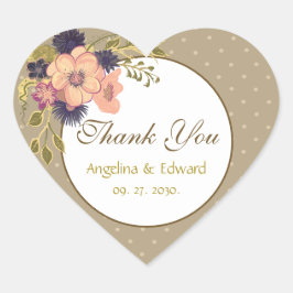 Boho Chic Roze Trouwgunst Hart Sticker