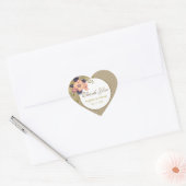 Boho Chic Roze Trouwgunst Hart Sticker (Envelop)