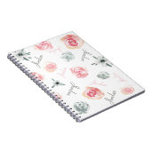 Boho Chic roze Waterverf floralen herhaald NamE Notitieboek (Rechterzijde)