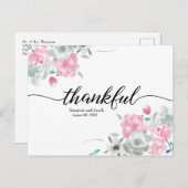 Boho Chic Roze Wit waterverf bloemenbruiloft Aankondigingskaart (Voorkant / Achterkant)