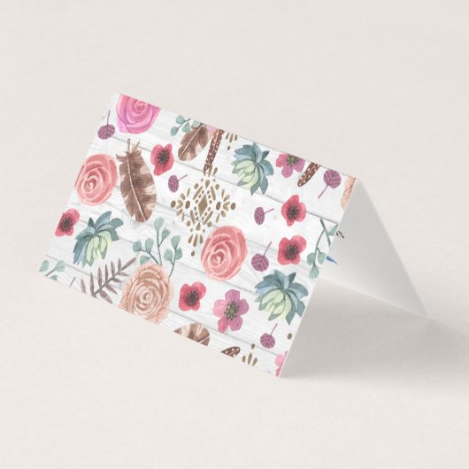 Boho Chic Rustic Feather Arrow Floral bedankt Kaart (Achterkant)