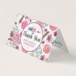 Boho Chic Rustic Feather Arrow Floral bedankt Kaart