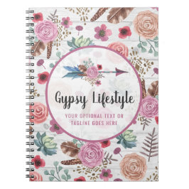 Boho Chic Rustic Feather Arrow Waterverf Bohemian Notitieboek