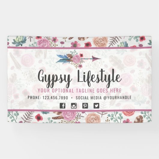 Boho Chic Rustic Feather Arrow Waterverf Bohemian Spandoek (Horizontaal)