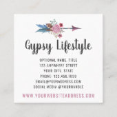 Boho Chic Rustic Feather Arrow Waterverf Bohemian Vierkante Visitekaartje (Achterkant)